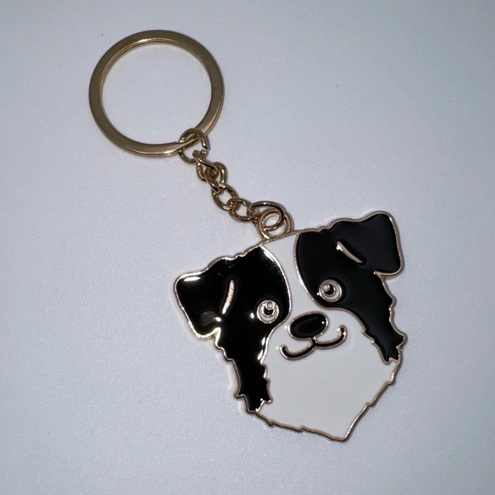 Bella Bug Border Collie Black and White Dog Keychain Bag Charm